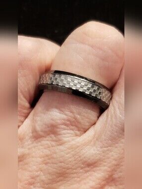 Sz 6.5 Unisex Artsy Silvertone & Black Ring With Smart Sensors Not Cleared By Me